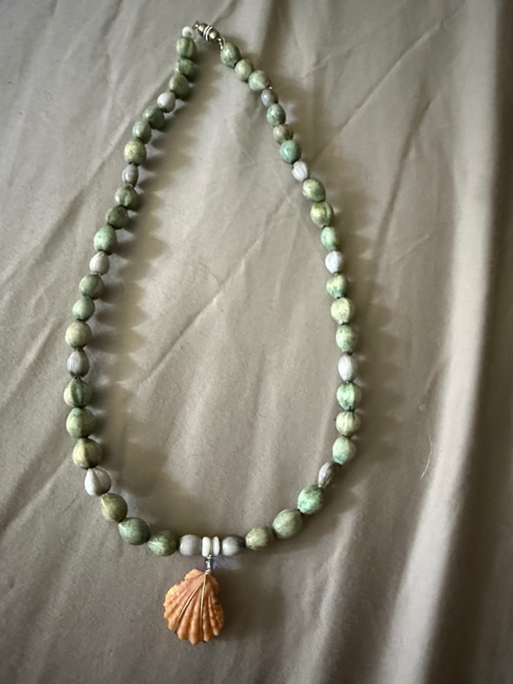 Sunrise Shell Pendant with jobes tears necklace